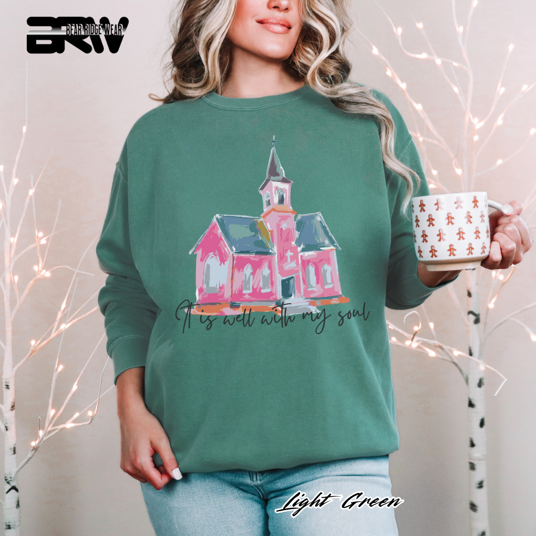 'It Is Well With My Soul' Black Faith Long-Sleeve Tee