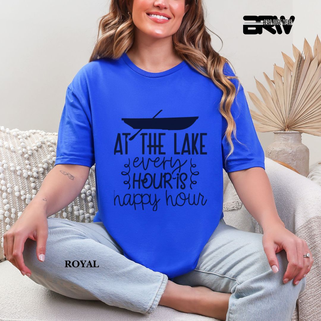 'At The Lake Every Hour Is Happy Hour' 3 Summer Tee