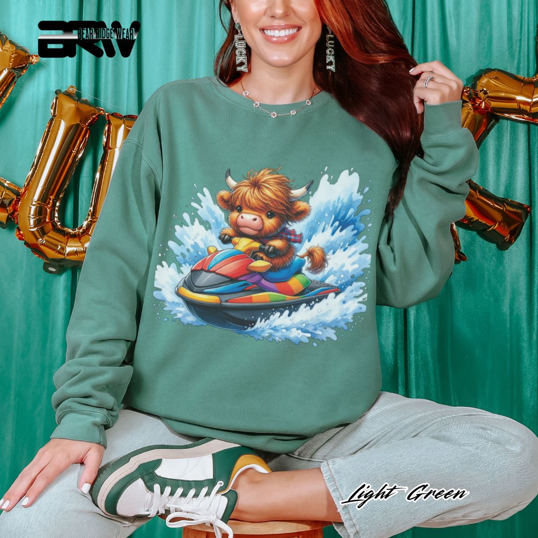 'Highland Cow-Ski Mobile' Summer Long Sleeve Tee