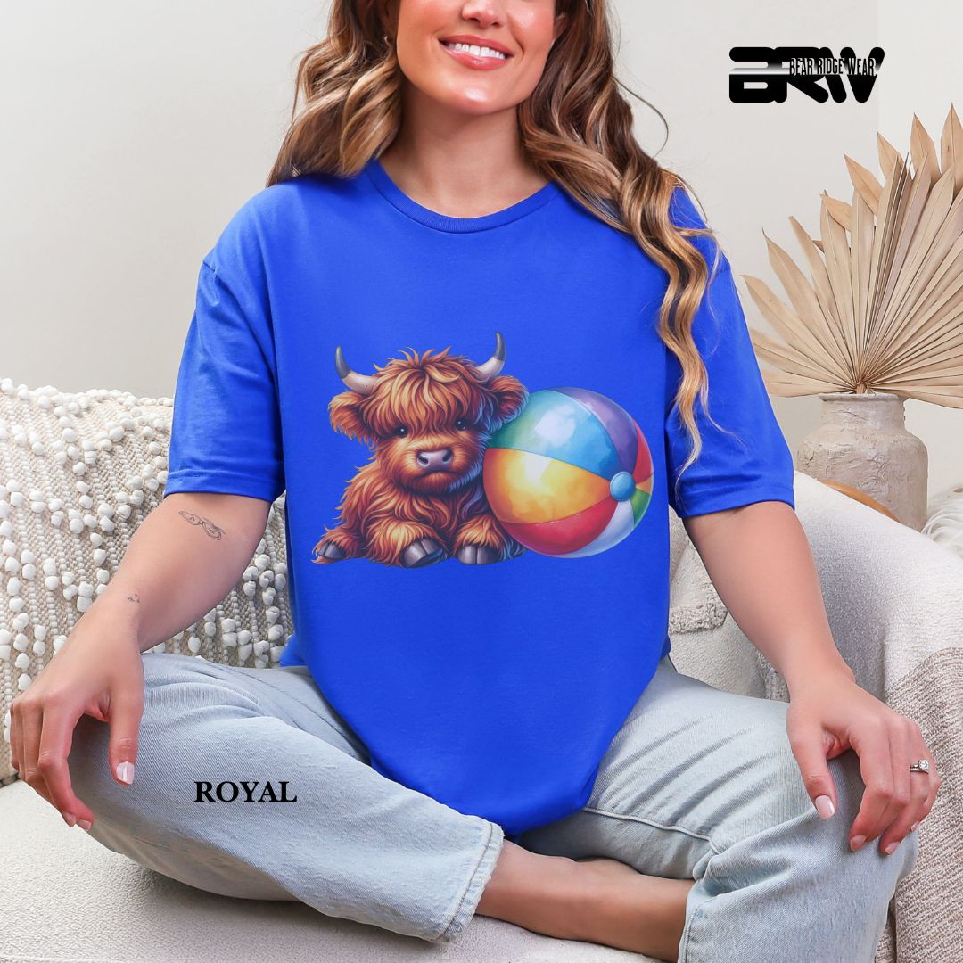 'Highland Cow-Beach-Ball' 3 Summer Tee