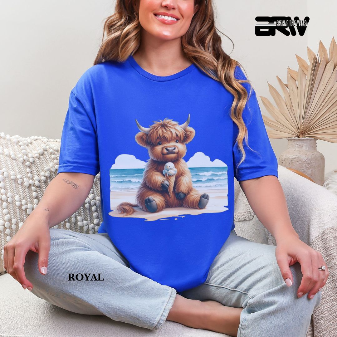 'Highland Cow-Ice Cream' 3 Summer Tee