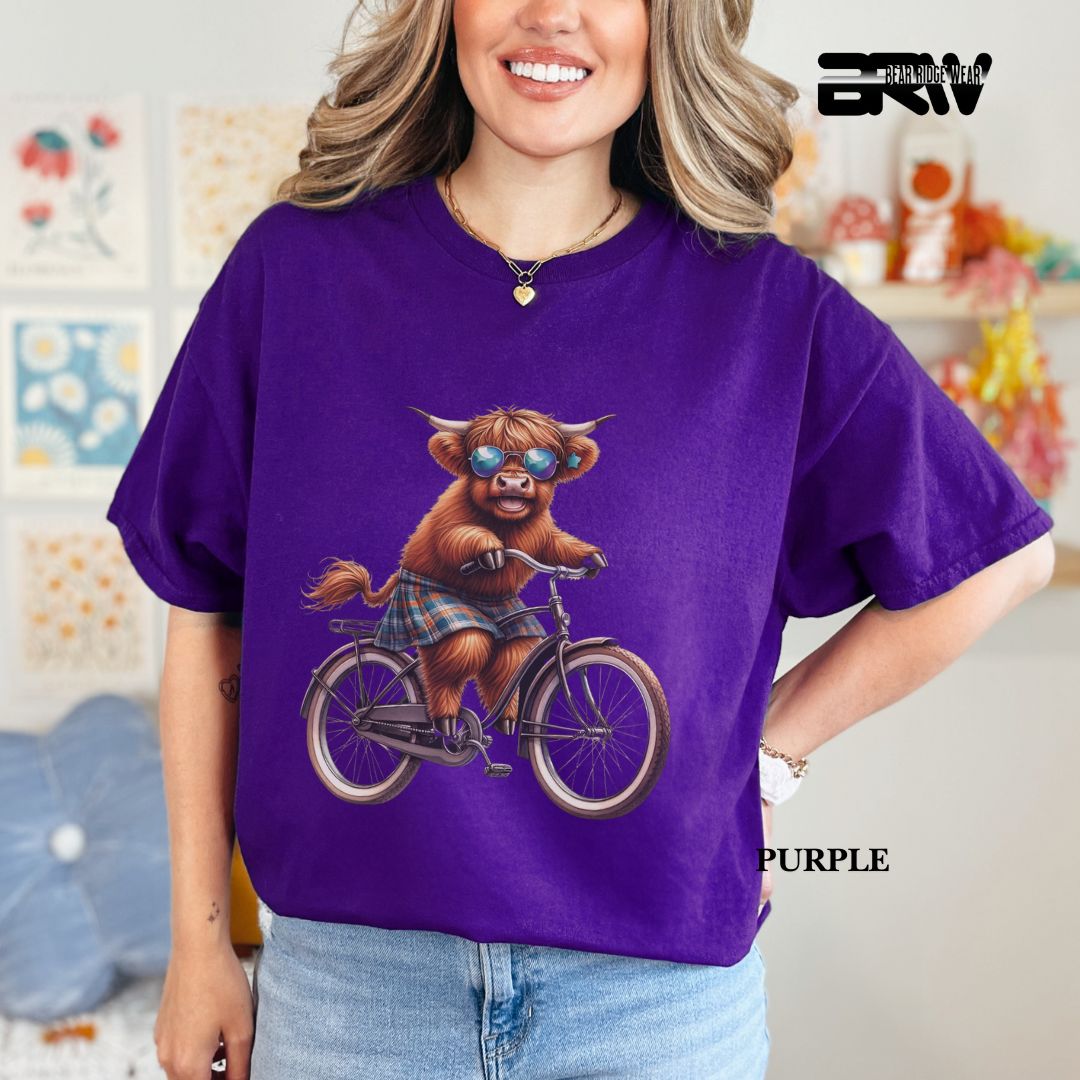 'Highland Cow- Bicycle' 3 Summer Tee