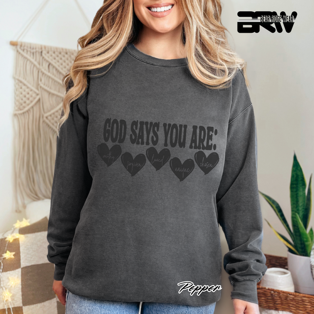 'God Says You Are' Faith Long-Sleeve Tee