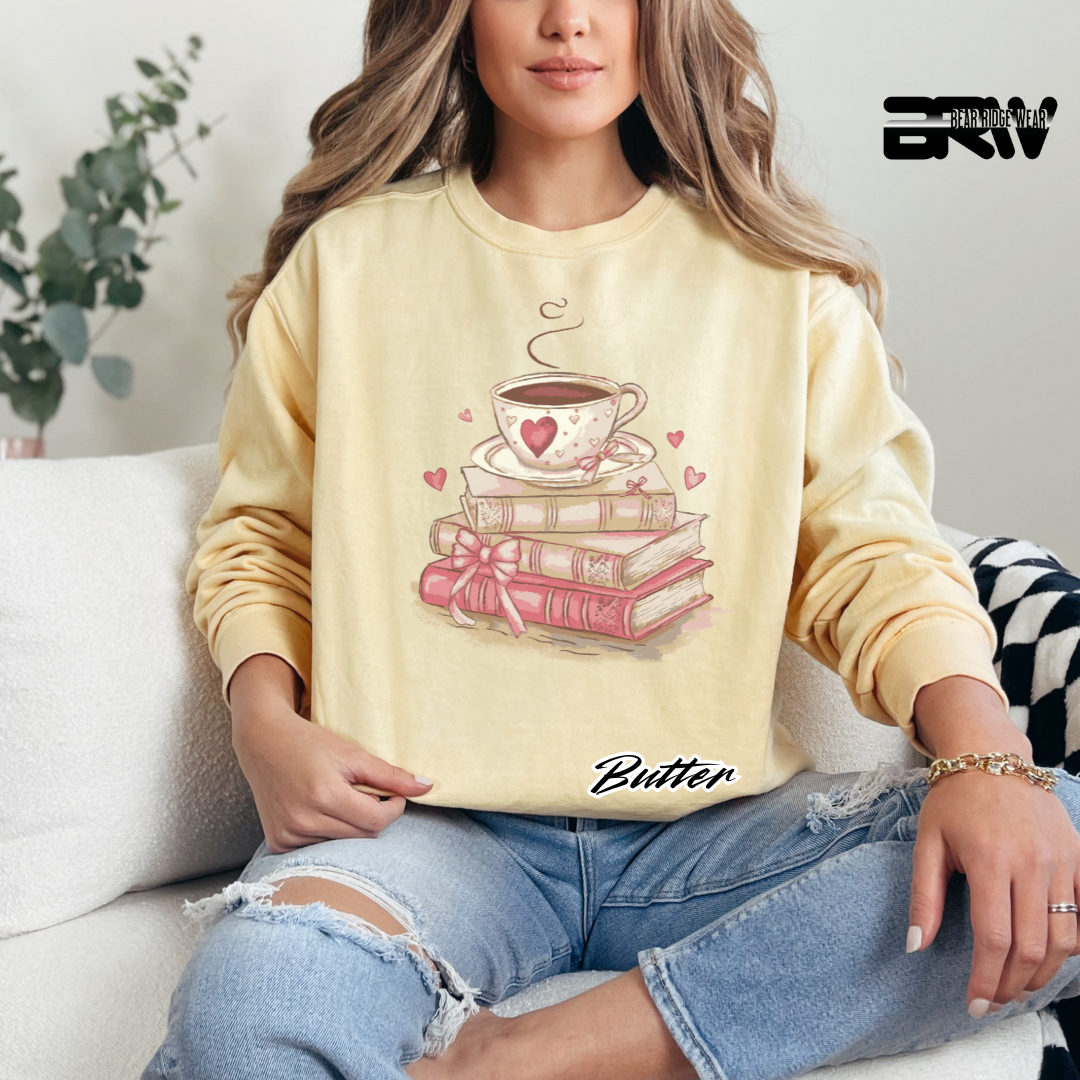 'Coffee on Top of the Books' Long Sleeve Tee