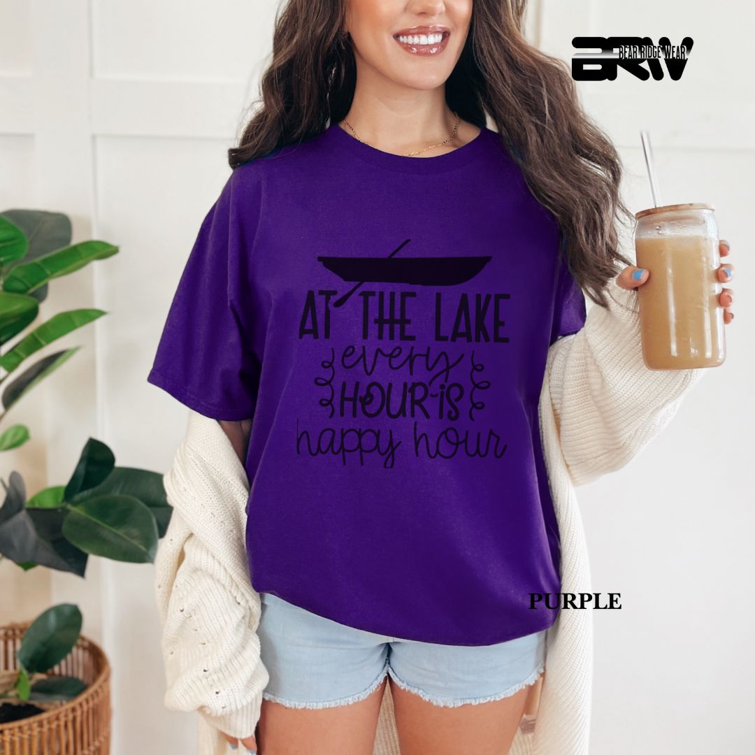 'At The Lake Every Hour Is Happy Hour' 3 Summer Tee