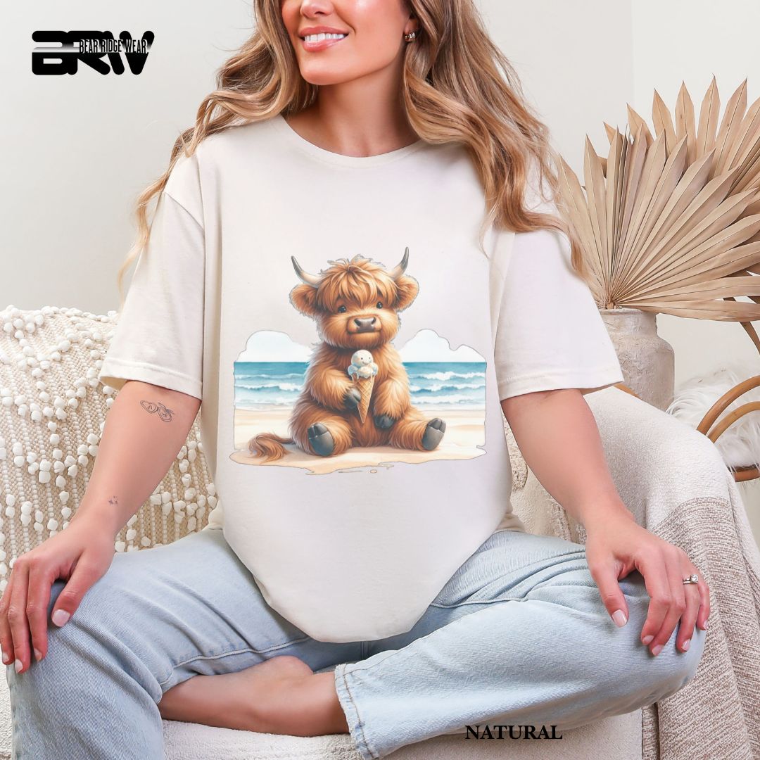 'Highland Cow-Ice Cream' 2 Summer Tee