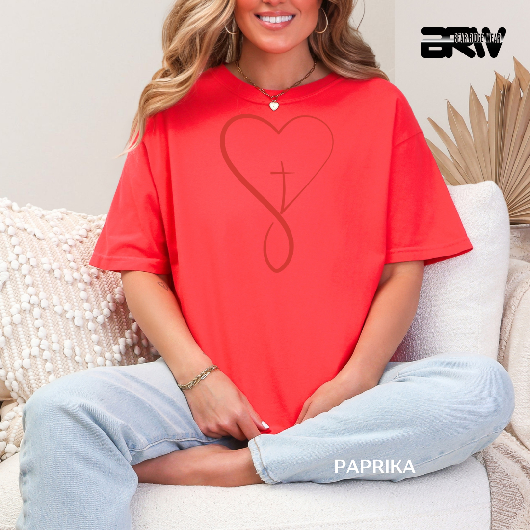 'Heart With Cross-Red' Faith Tee