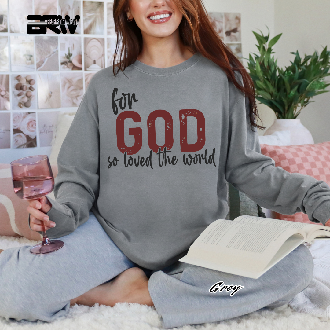 'For God So Loved The World' Faith Long-sleeve Tees
