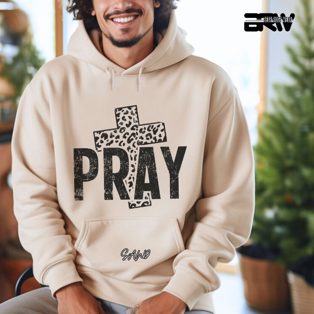 'Pray With Leopard Cross' Faith Hoodie