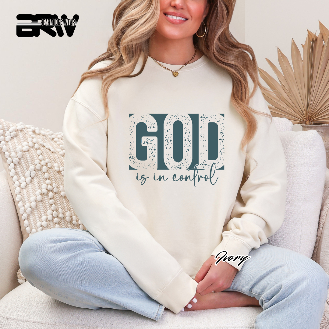 'God Is In Control' Blue Faith Long-Sleeve Tee