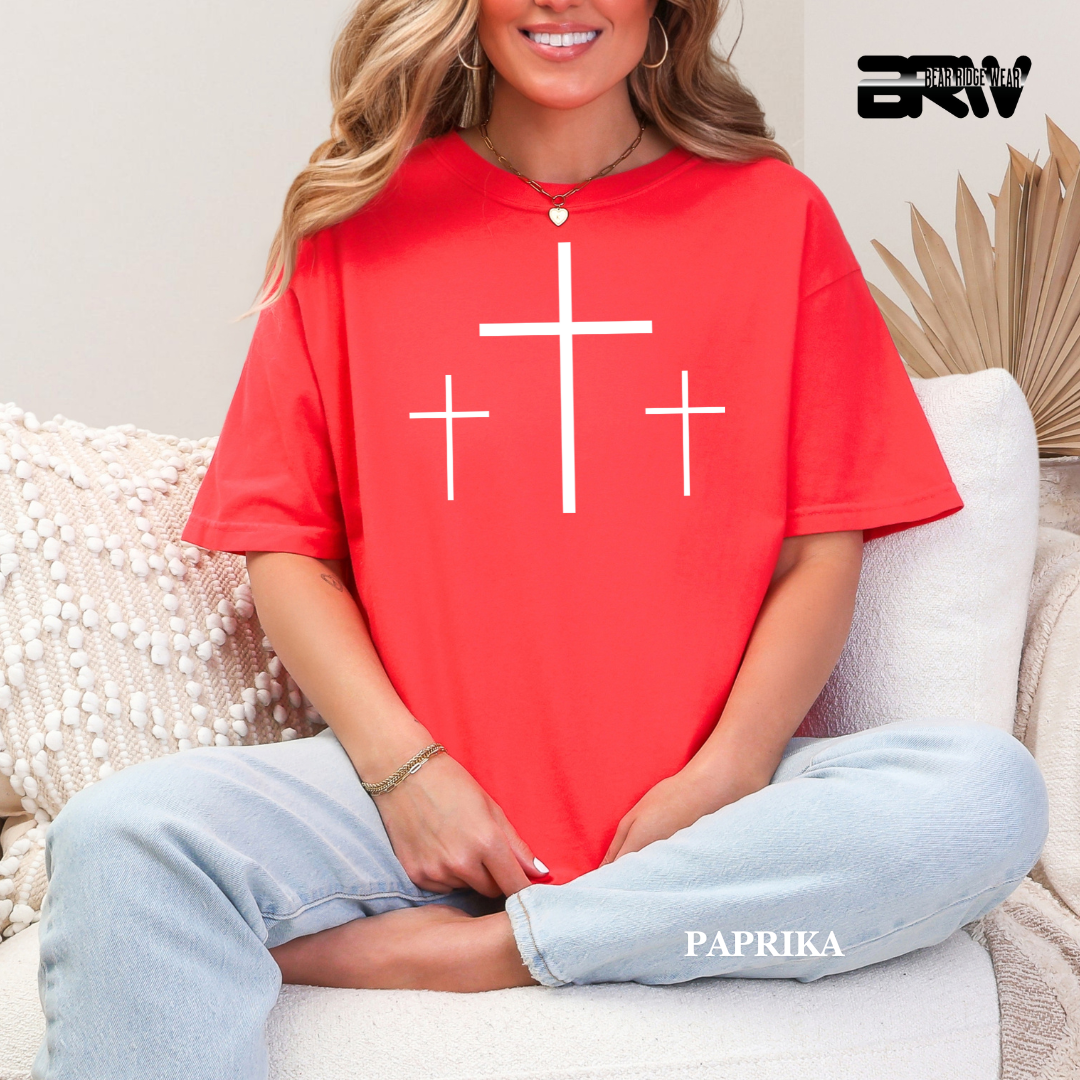 'Crosses-3-White' Faith Tee