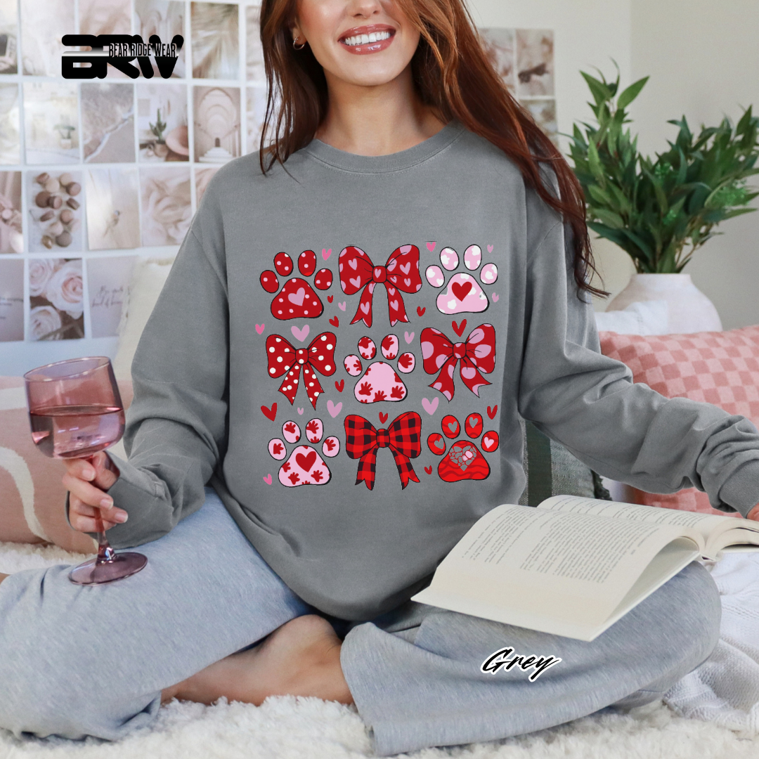 'Dog Paws and Ribbons' Long Sleeve Tee