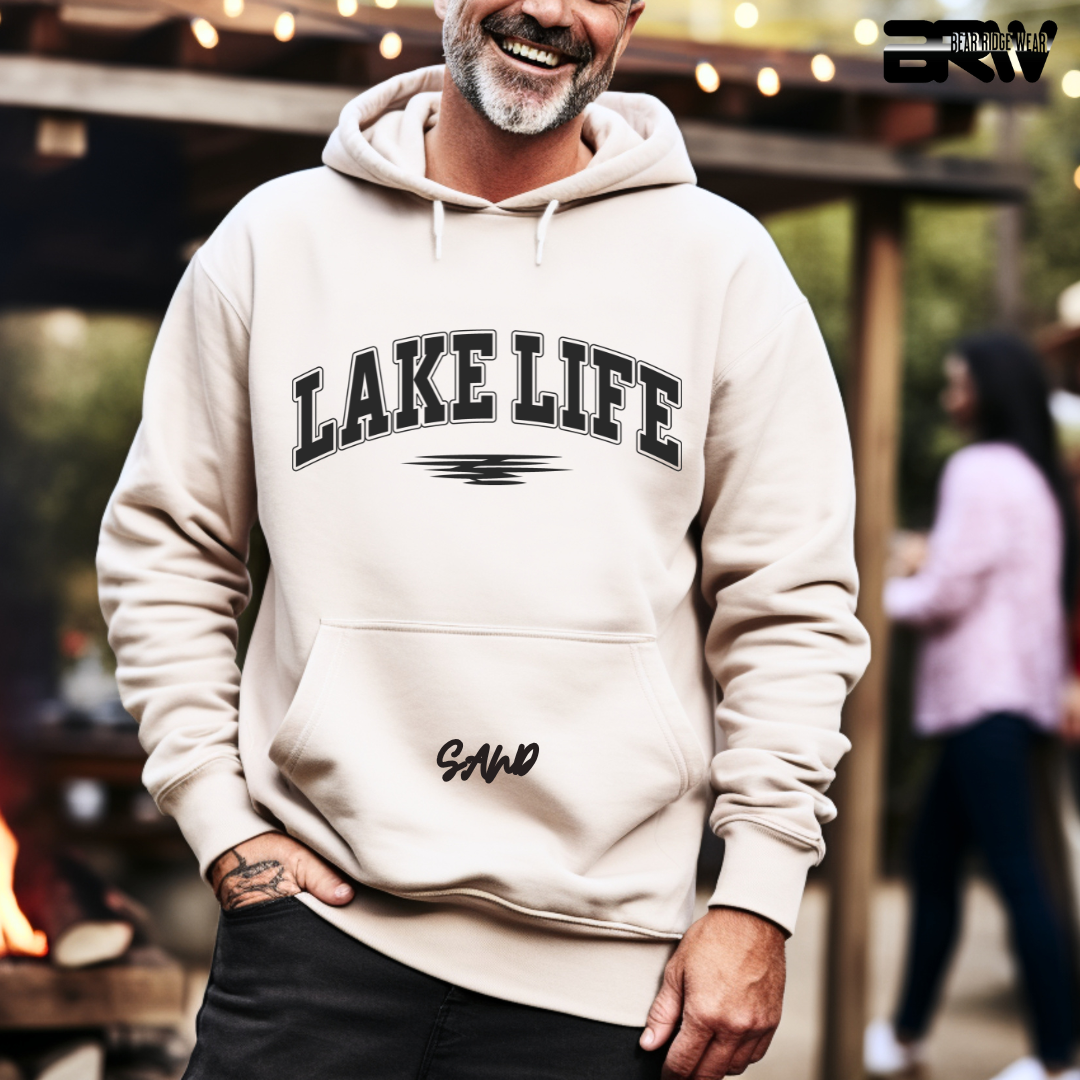 "Lake Life" Black Stroke Hoodie