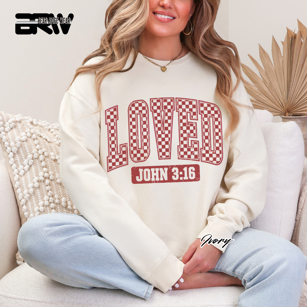 'Loved, John 3:16' Faith Crewneck Sweatshirt