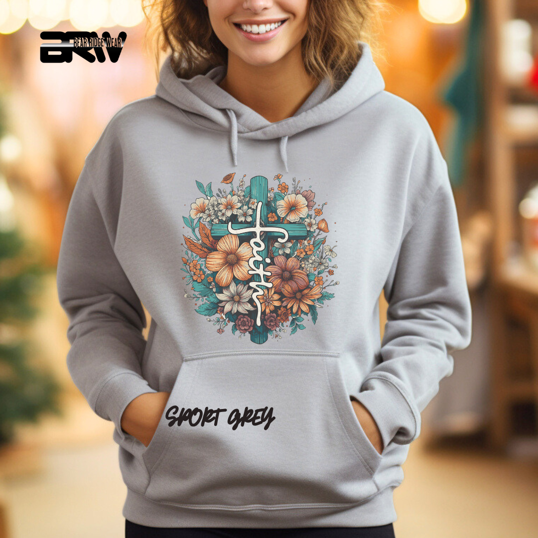 'Faith, Cross and Flower' Faith Hoodie
