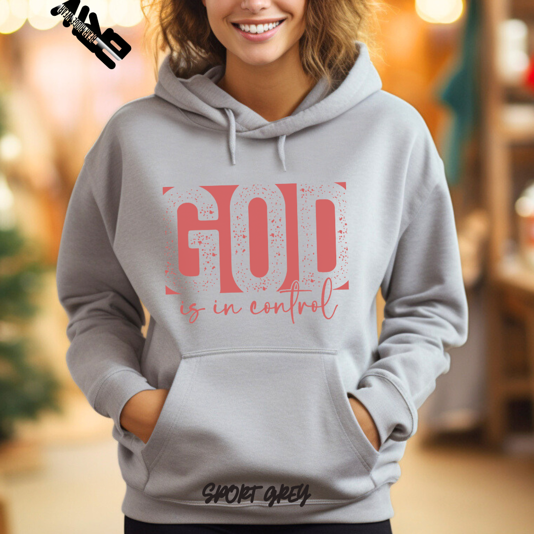 'God Is In Control' Pink Stroke Faith Hoodie