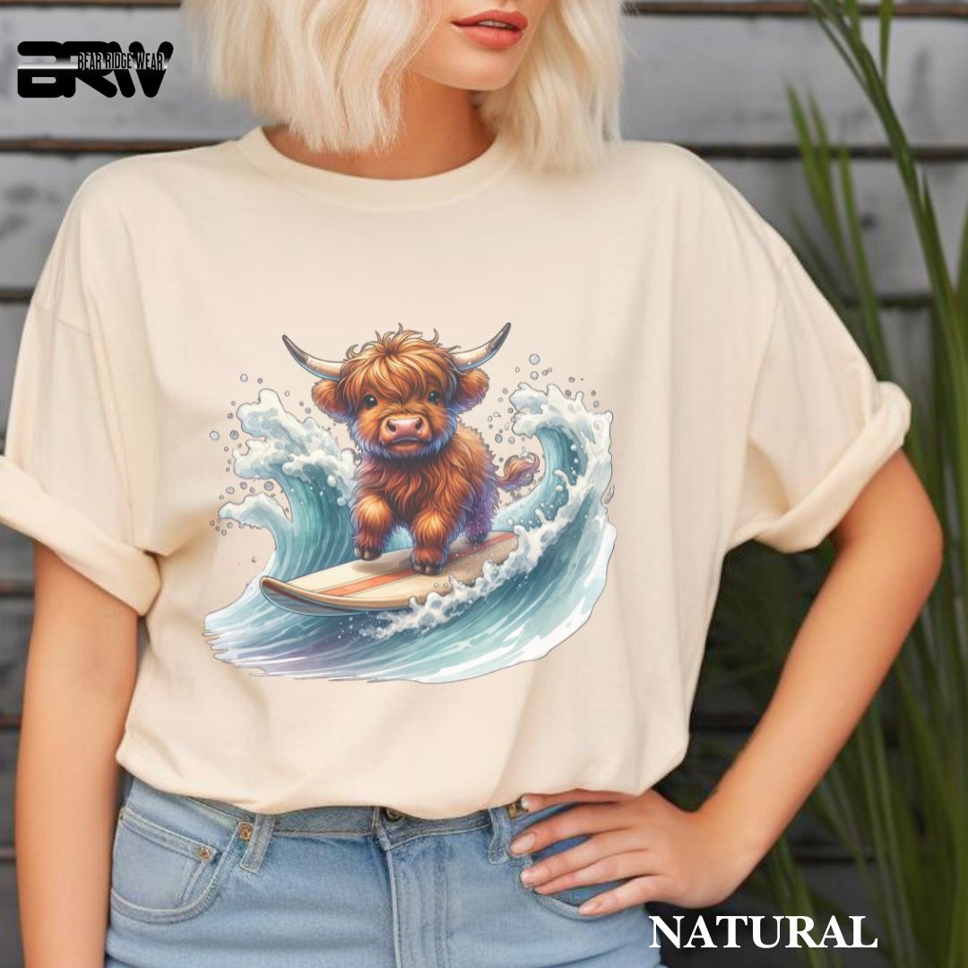 'Highland Cow-Surfing' 2 Summer Tee
