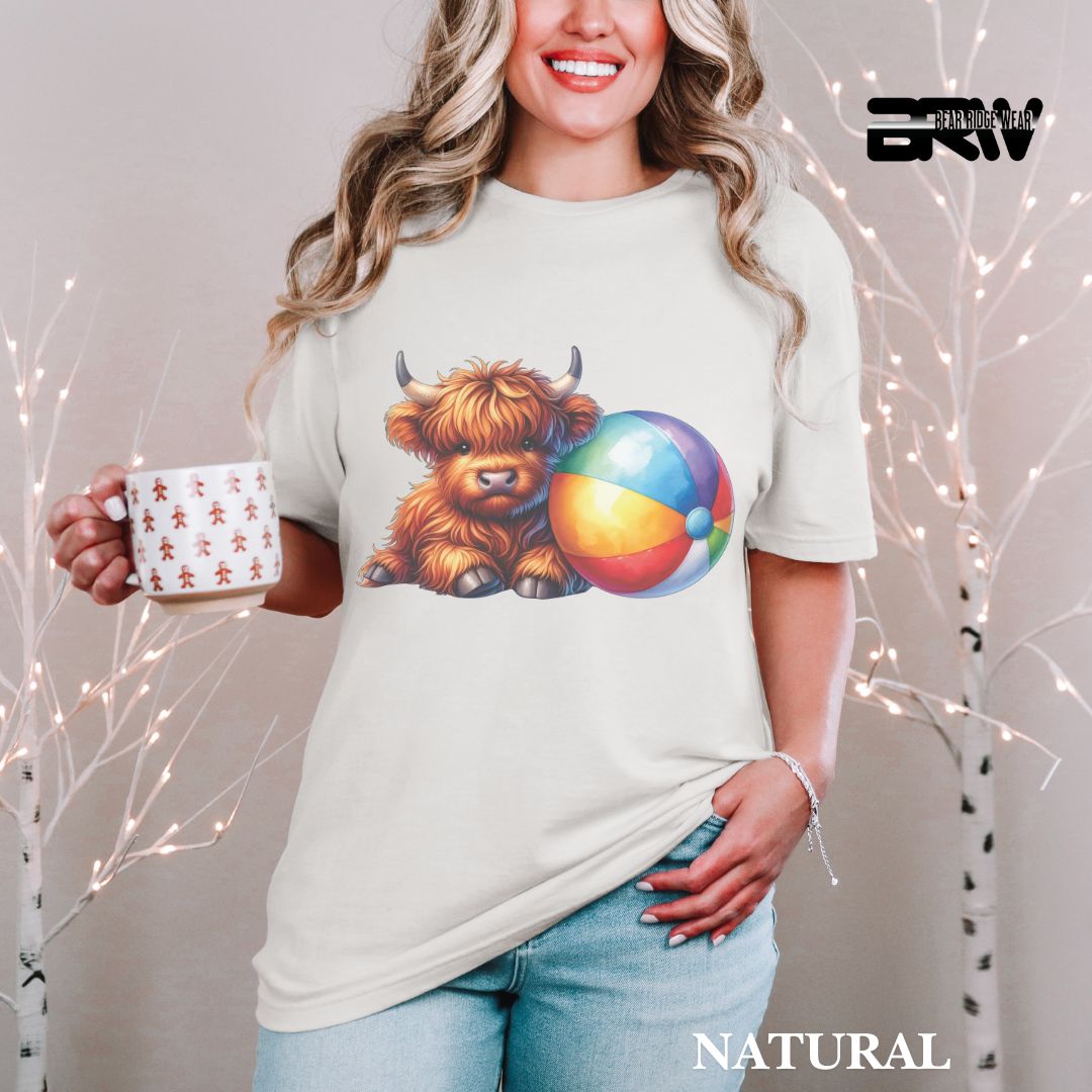 'Highland Cow-Beach-Ball' 2 Summer Tee