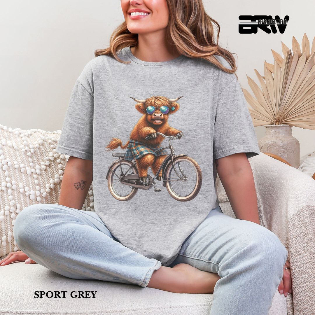 'Highland Cow- Bicycle' 3 Summer Tee