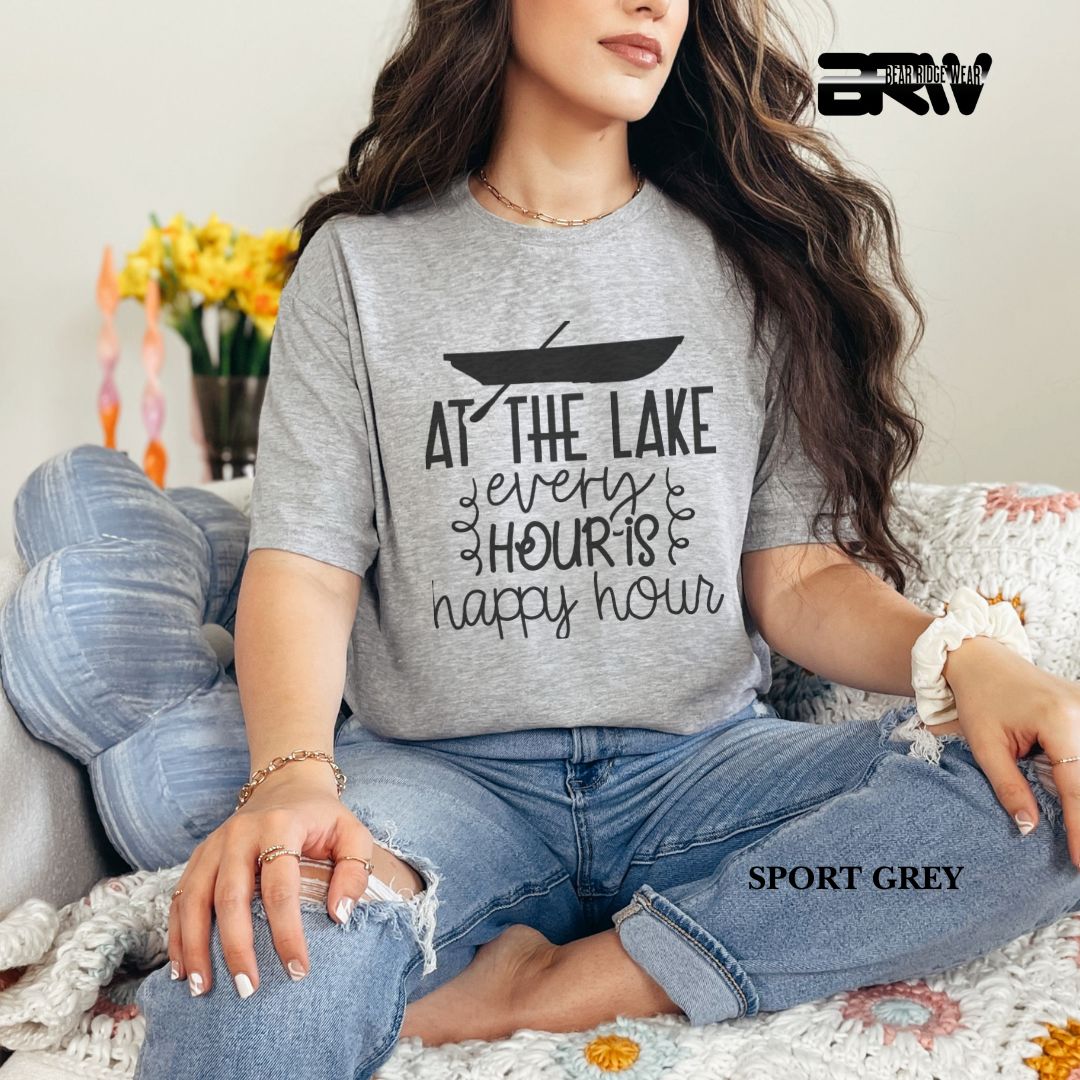 'At The Lake Every Hour Is Happy Hour' 3 Summer Tee