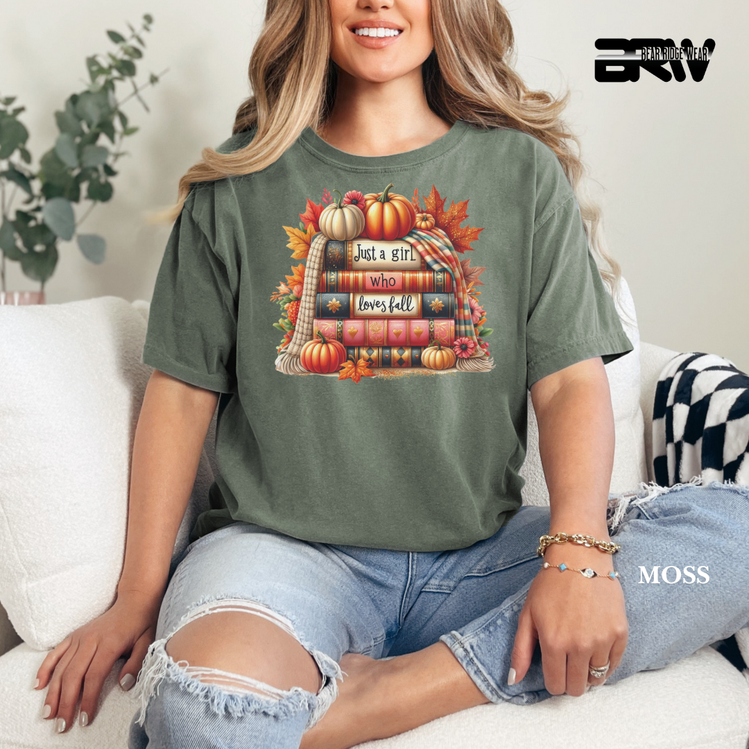 'Just A Girl Who Loves Fall-Books' Fall Tee