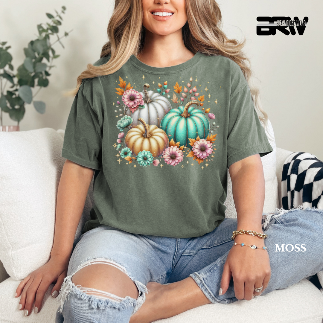 'Floral Shimmering Pumpkin' Fall Tee