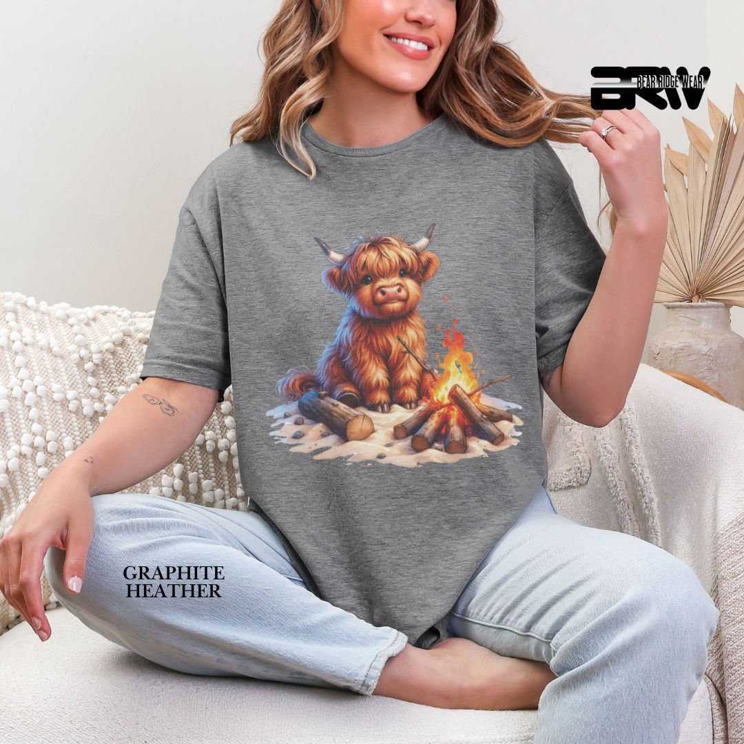 'Highland Cow-Bonfire' 2 Summer Tee