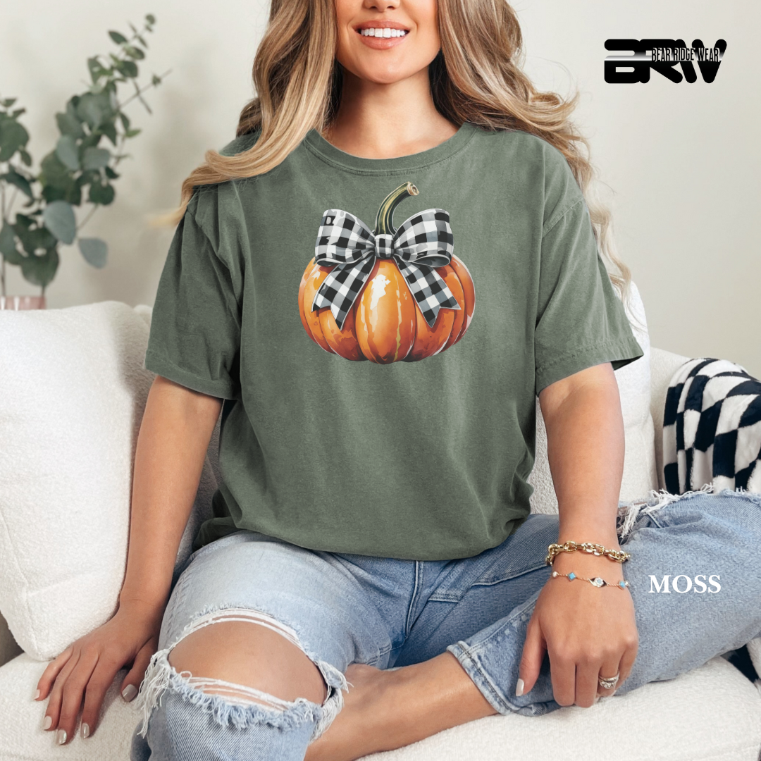 'Pumpkin With plaid Bow' Fall Tee