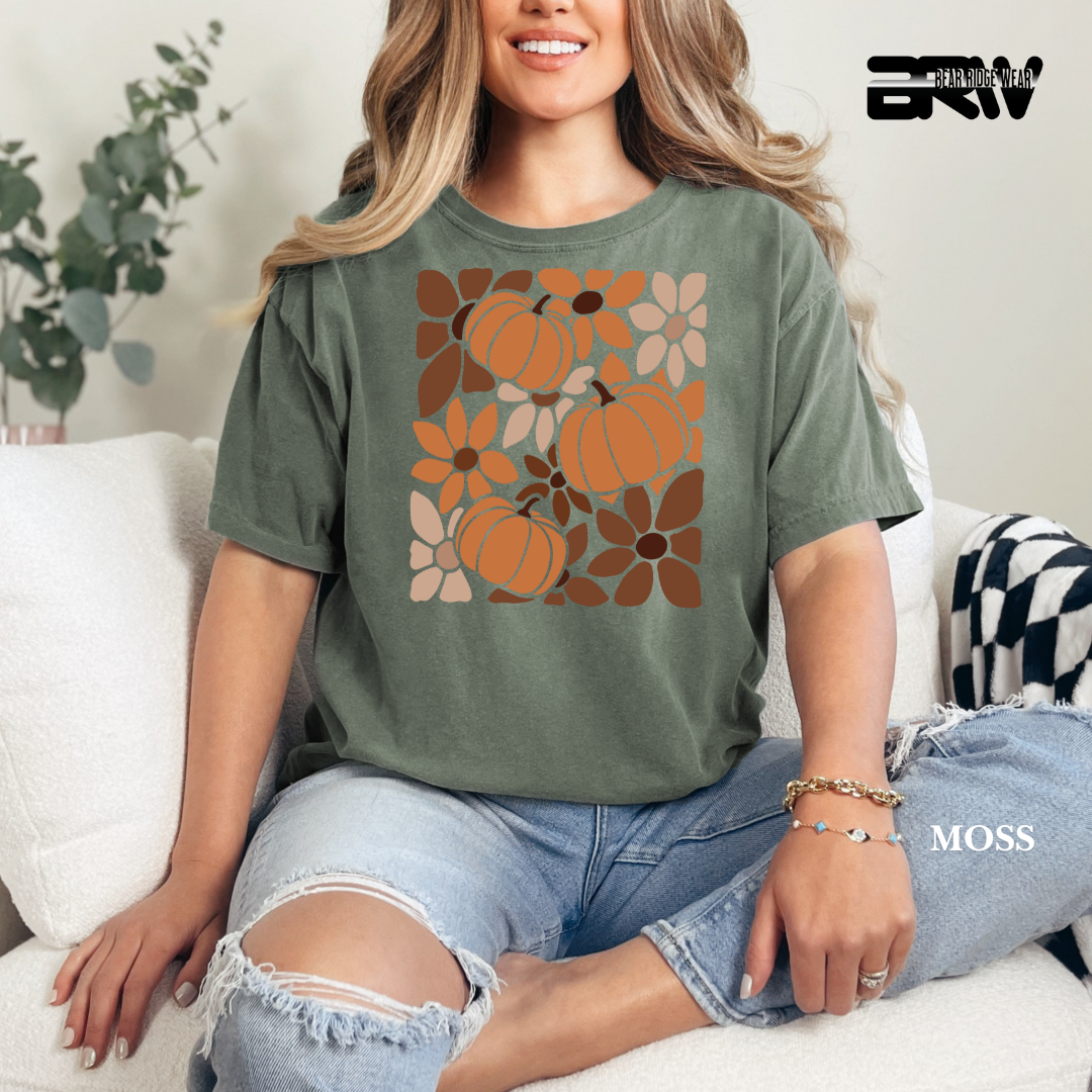 'Boho Floral Pumpkin' Fall Tee