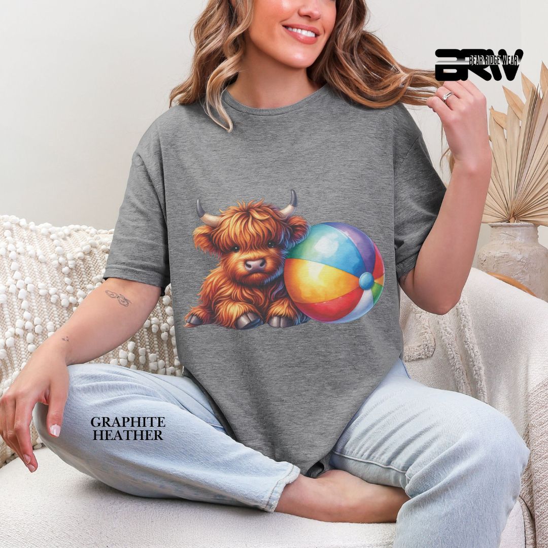 'Highland Cow-Beach-Ball' 2 Summer Tee