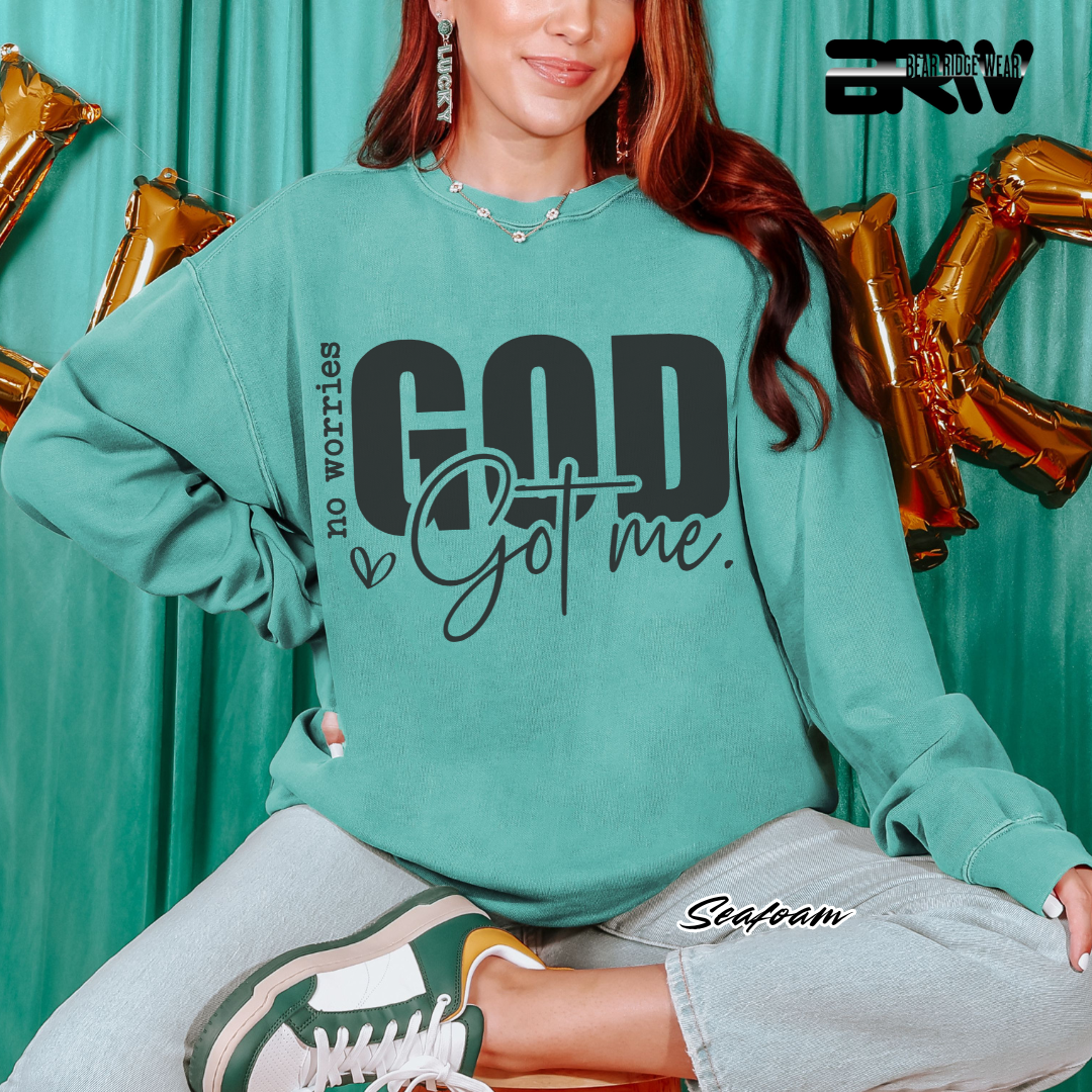 'No Worries God Got Me' Faith Crewneck Sweatshirt