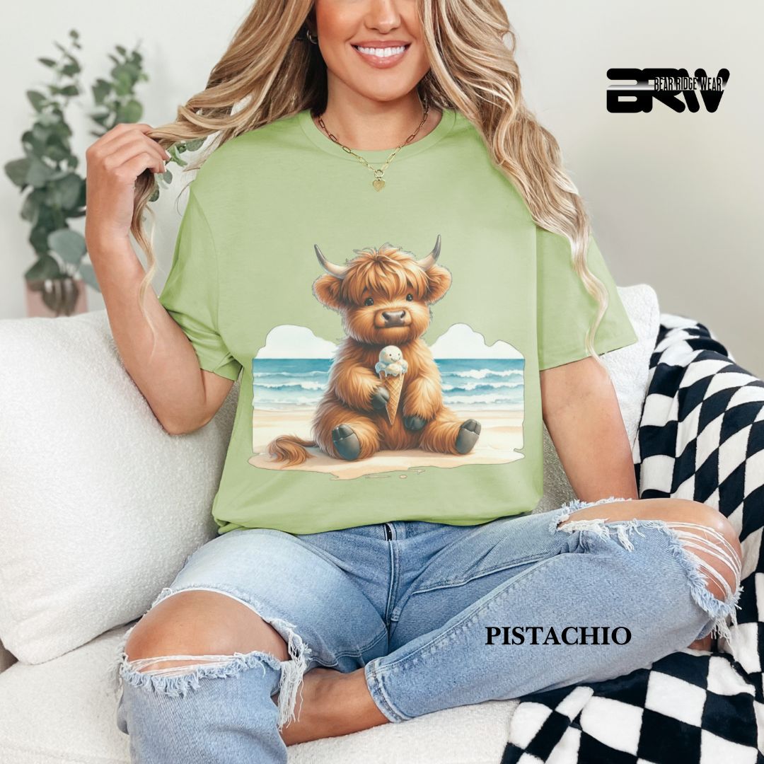 'Highland Cow-Ice Cream' 2 Summer Tee