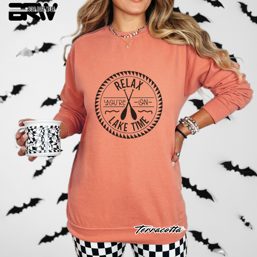 'Relax You are On Lake Time' Crewneck Sweatshirt
