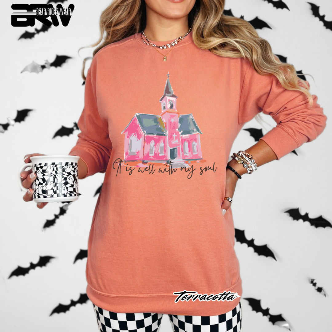 'It Is Well With My Soul' Black Faith Long-Sleeve Tee