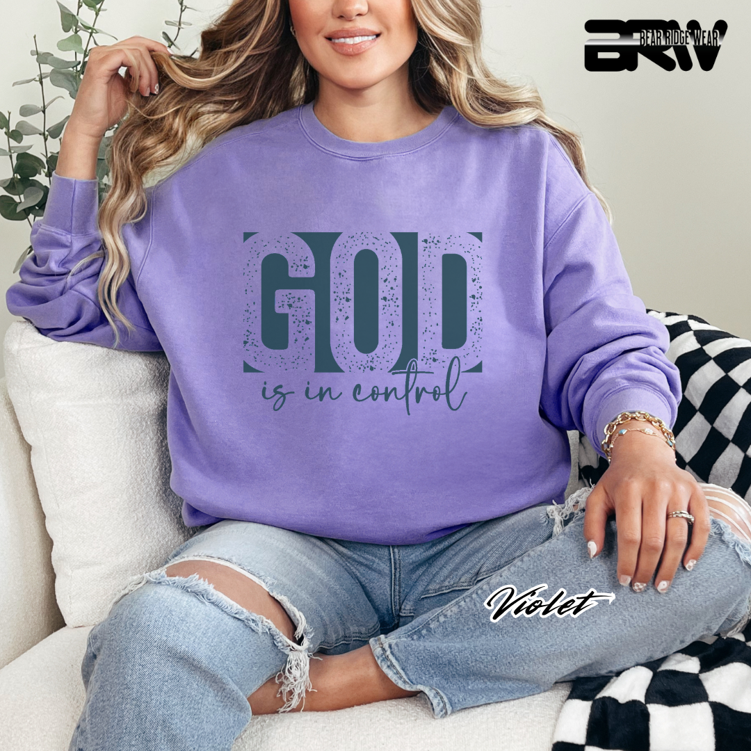 'God Is In Control' Blue Faith Long-Sleeve Tee