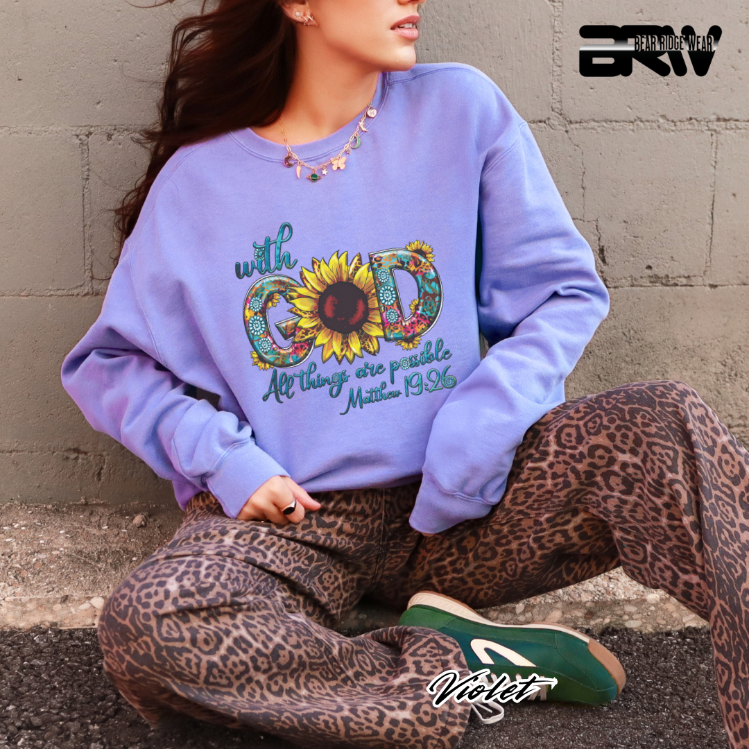 'With God All Things Are Possible' Faith Crewneck Sweatshirt