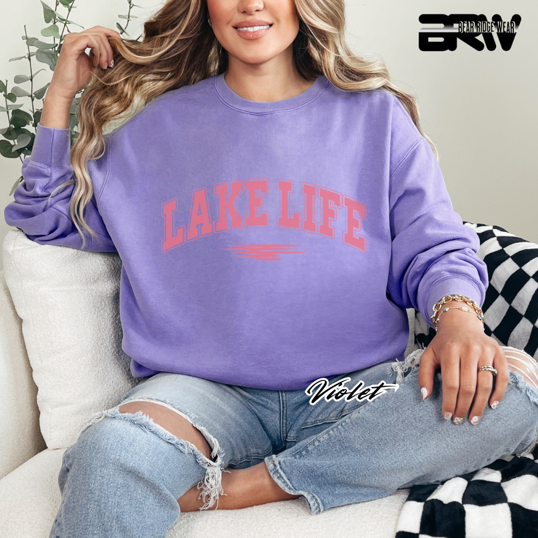 'Lake Life' Pink Stroke Crewneck Sweatshirt