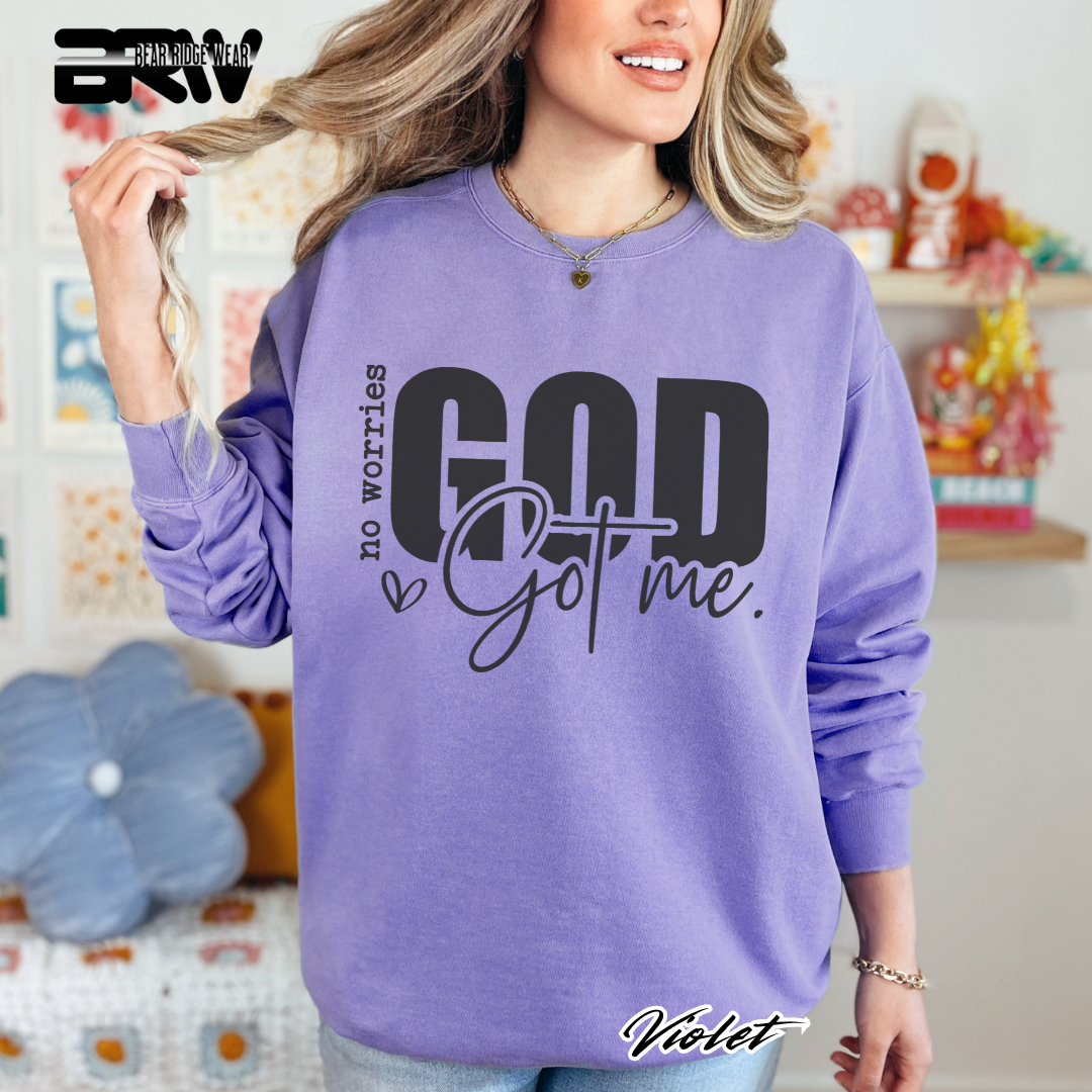 'No Worries God Got Me' Faith Crewneck Sweatshirt