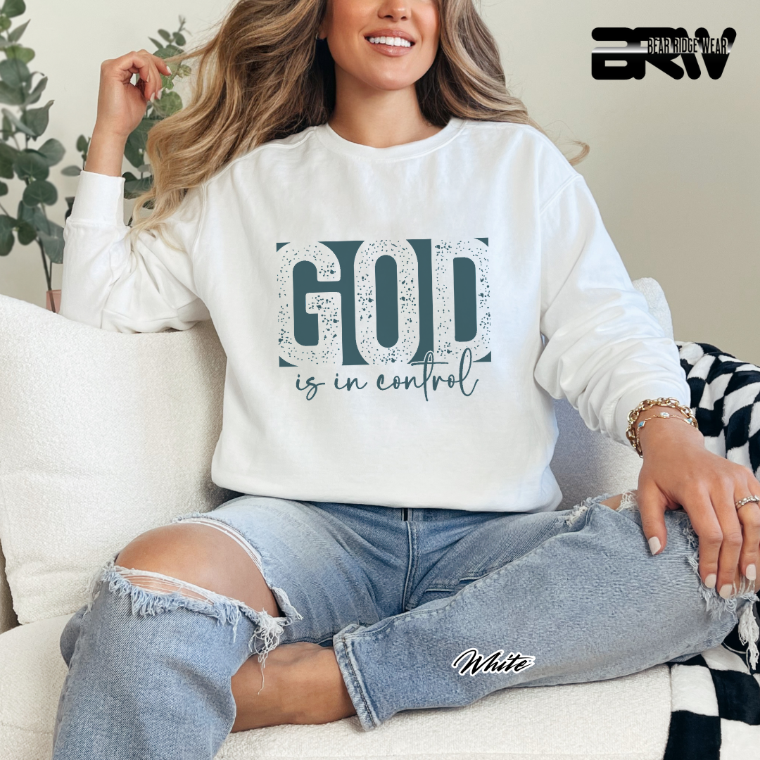 'God Is In Control' Blue Faith Long-Sleeve Tee