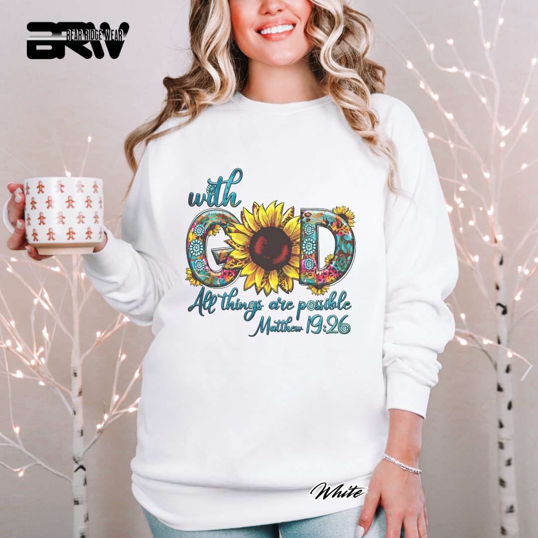 'With God All Things Are Possible' Faith Crewneck Sweatshirt