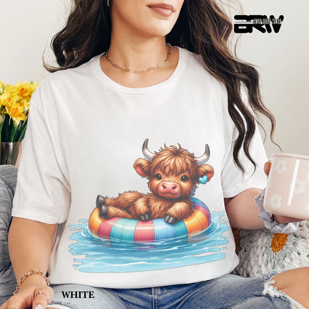 'Highland Cow-Float' 3 Summer Tee