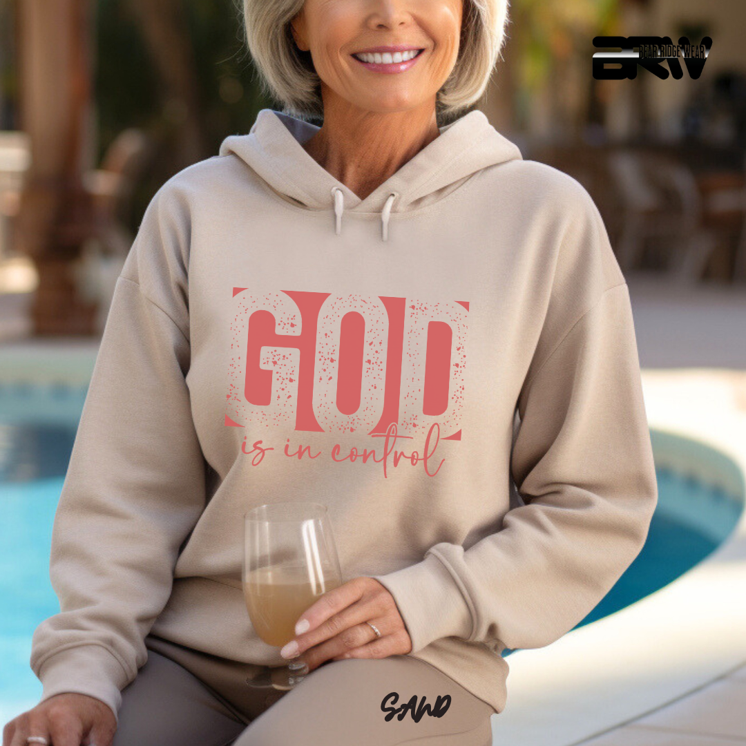 'God Is In Control' Pink Stroke Faith Hoodie