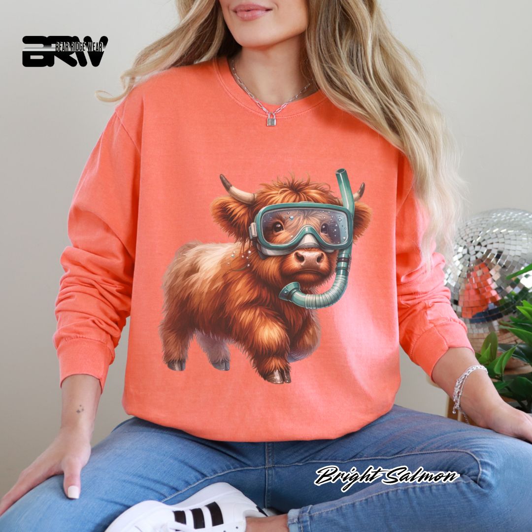 'Highland Cow-Snorkel' Summer Long Sleeve Tee