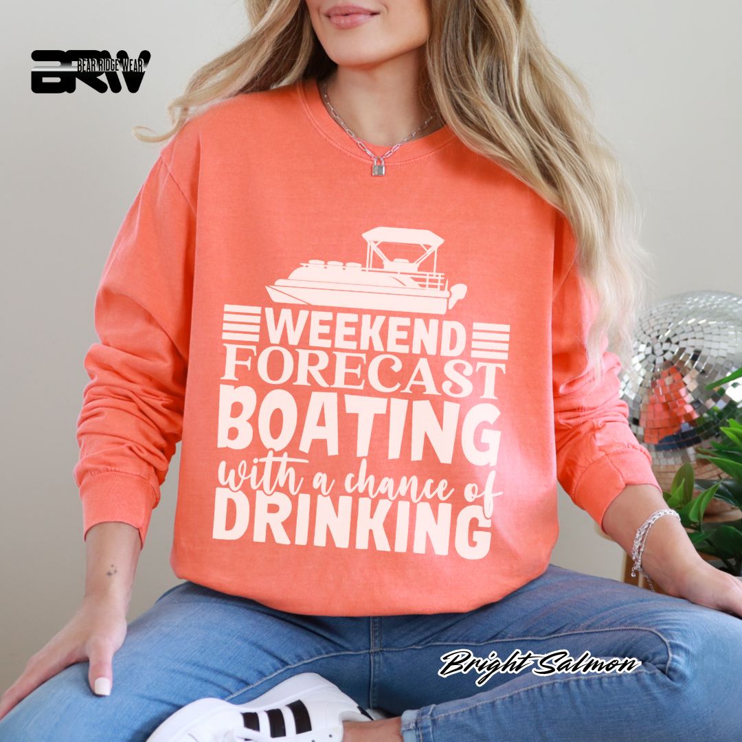 'Weekend Forecast-Boating' Summer Long Sleeve Tee