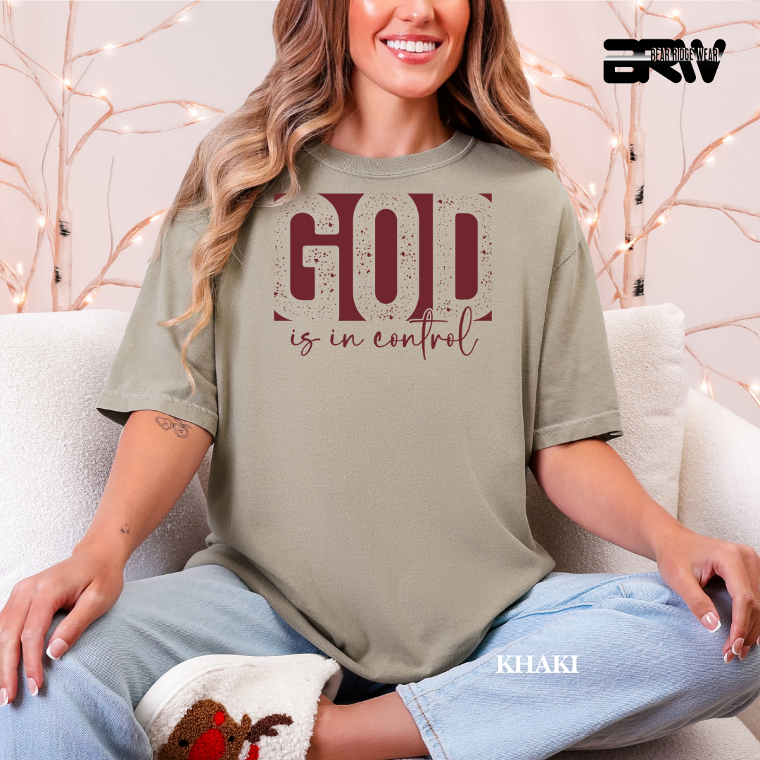 'God Is In Control-Red' Faith Tee