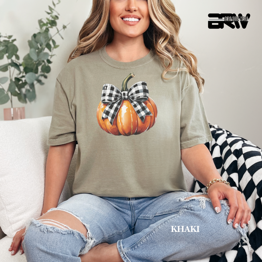 'Pumpkin With plaid Bow' Fall Tee