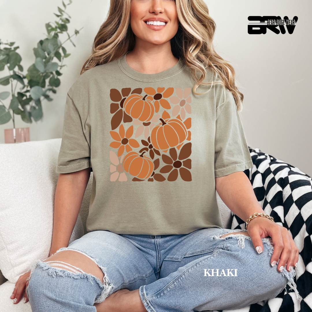 'Boho Floral Pumpkin' Fall Tee