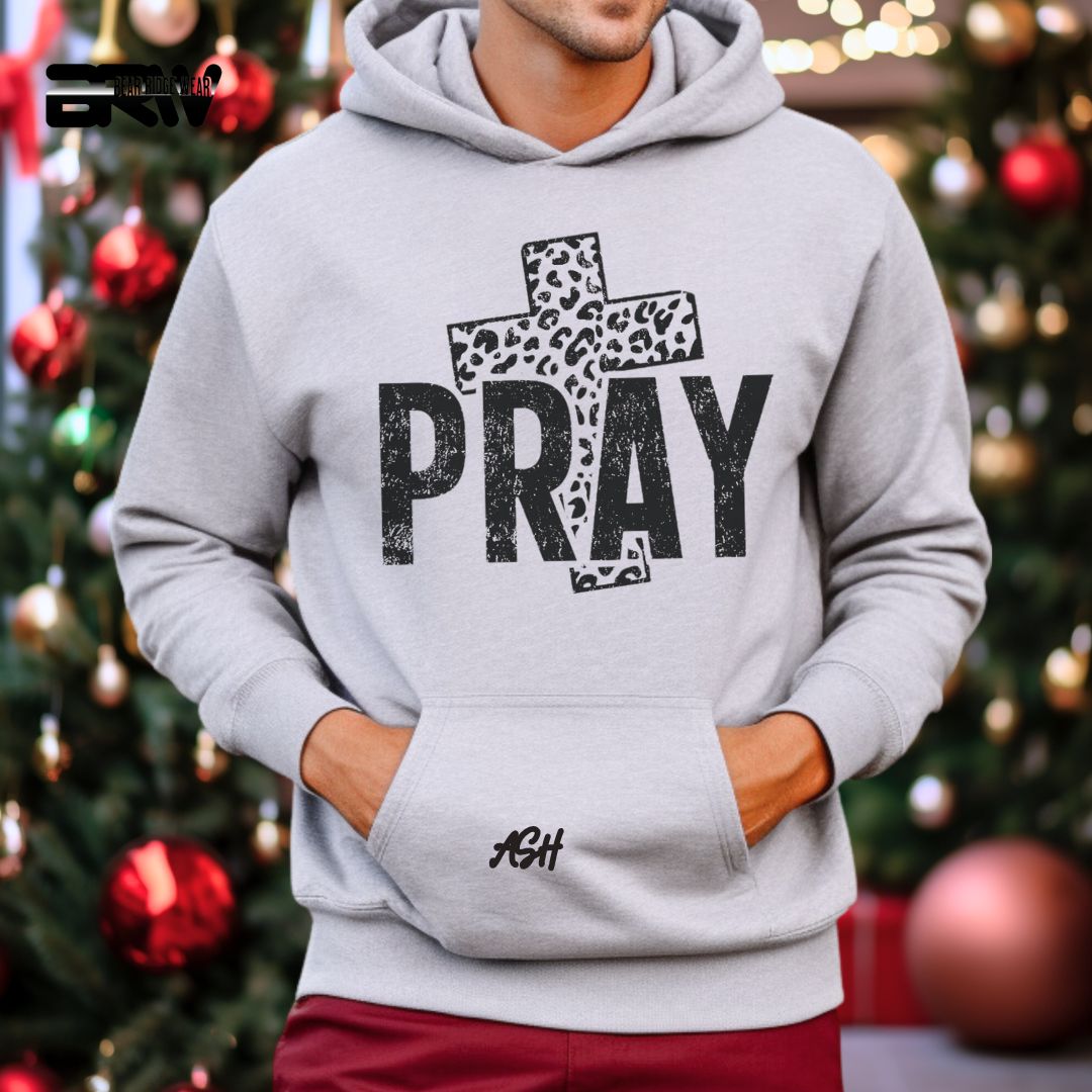 'Pray With Leopard Cross' Faith Hoodie