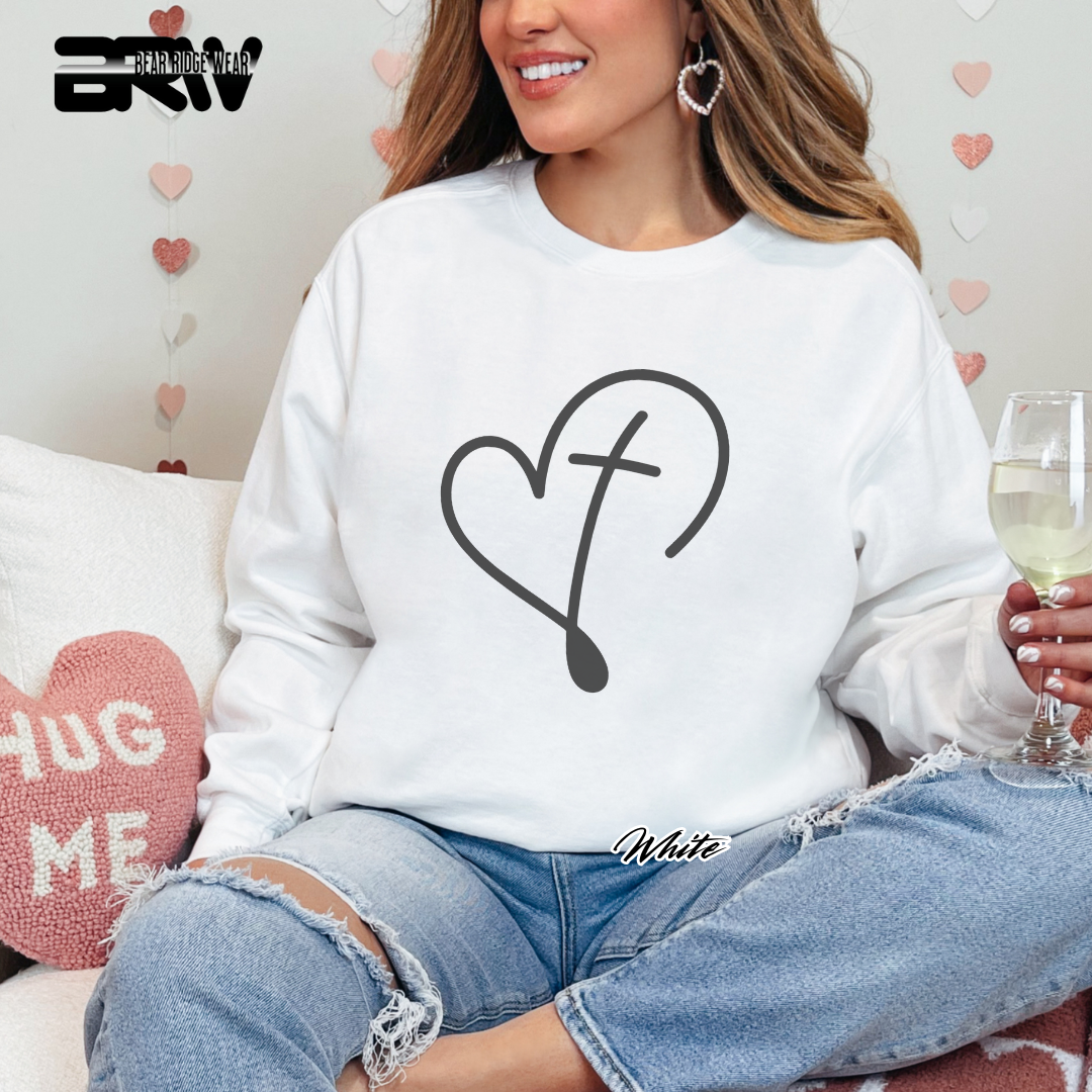 'Cross Inside the Heart' Crewneck Sweatshirt