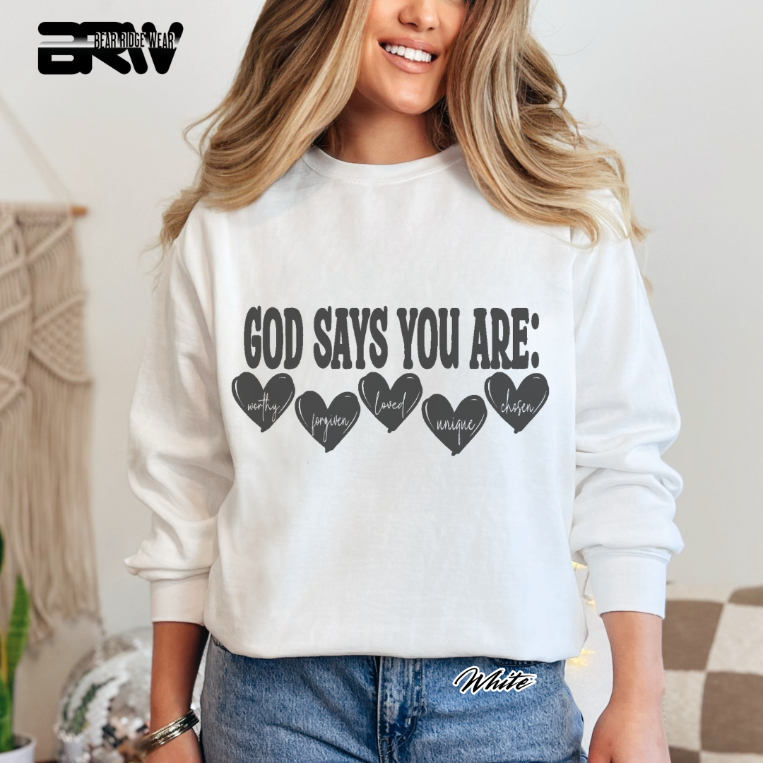 'God Says You Are' Faith Long-Sleeve Tee